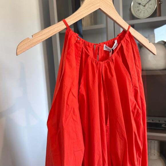 JW Anderson Asymmetric Cutout Midi Dress NEW Slit Detail V-Neckline Red Orange 2 - Picture 4 of 7